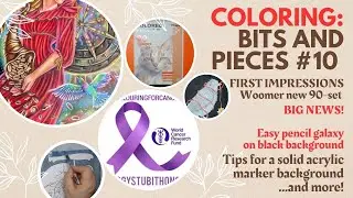 Colouring Bits and Pieces - flat acrylic backgrounds, pencil galaxy, new Woomers first impressions