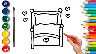 How To Draw Cute Bed Drawing, Painting & Coloring For Kids and Toddlers_🌈🎨