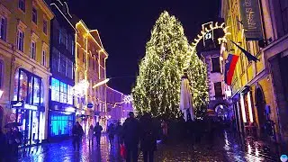 Ljubljana Winter Nightlife, Old Town, Slovenia - 4K Virtual Night Walk