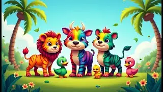 Long Slide Game with Cow Elephant Gorilla Hippopotamus Tiger 3d Animal Game Funny 3d Animals