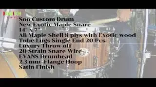 Review - New SCD Soocustomdrum Snare /Exotic Maple/Birch Poplar Premium - Size 14x7 - by Soodrumtech