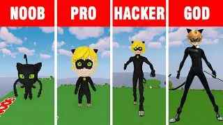 Minecraft NOOB vs PRO vs HACKER vs GOD: MIRACULOUS CAT NOIR BUILD CHALLENGE in Minecraft