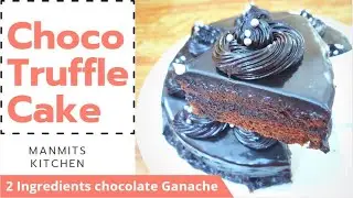 How to make chocolate truffle cake with egg , learn 2 ingredients frosting || chocolate truffle cake