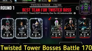 Twisted Non Fatal Tower Battle 170 Fight + Reward | Best Team For Twisted Bosses Battles | MK Mobile