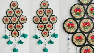 Unique Wall Hanging Craft Using fabric flower | Best Out Of Waste Cardboard | Home Decoration Ideas