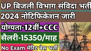 उ0प्र0 विद्युत् विभाग कंप्यूटर ऑपरेटर संविदा भर्ती 2024 | uppcl computer operator vacancy 2024 | up