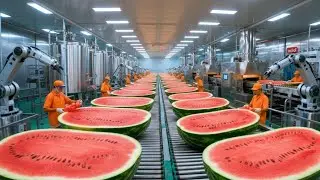 Inside a Modern Watermelon Factory: From Fresh Watermelon to Tasty Desserts (The Full Process)