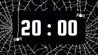 20 Minute Timer | With Alarm Bell & No Music | Spooky Spider Web Theme 🕷️