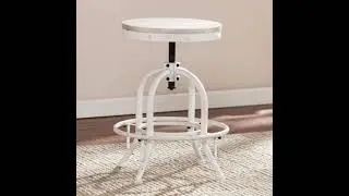 Southern Enterprises White Industrial Adjustable Height Swiveling Stool - The Classy Home
