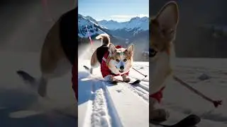 🧡Corgi Phoebe's Adventure: An Epic Snow Race Comeback🐶🐶#racing #corgi #aiart #aivideo #snow