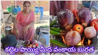 కట్టెల పొయ్యి మీద వంకాయ బుడత(baigan ka bharata)#video #youtube#traditional#cooking#food #family 