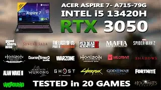 ACER ASPIRE 7- RTX 3050 + INTEL  i5 13420H Gaming Benchmark Test | Tested in 20 Games |