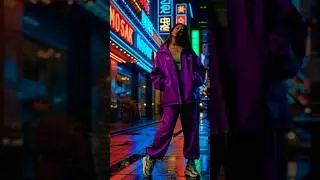 Neon Streetwear at Night🌃  Chinese Urban Fashion Vibes #fashion #style #fashionstyle #beauty#dress