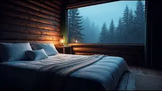Rainy Night in a Forest Cabin Bedroom | Deep Sleep Rain Sounds | 8 Hours