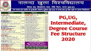 nalanda open university fee structure 2020PG,UG,Intermediate,Degree Course Fee 2020