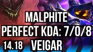 MALPHITE vs VEIGAR (MID) | 7/0/8, Godlike | NA Diamond | 14.18