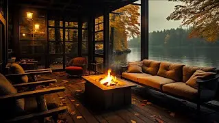 Relaxing Autumn Lakeside Cottage: Windchimes, Firepit & Forest Sounds for Tranquility