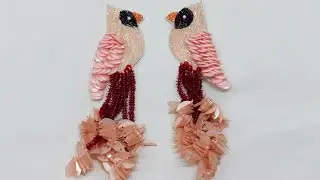 Make A Simple Bird Earring Design With Aari Embroidery | Aari work Tutorial