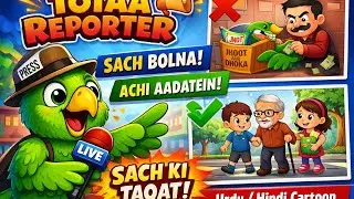 🦜 Totaa Reporter | Sach Bolne Wali Kids Cartoon Kahani | Moral Story for Children | Urdu Hindi