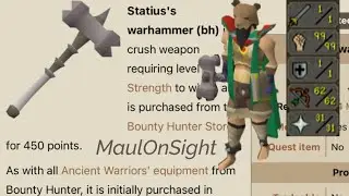 Statius Warhammer 1Attack-99Strength Pure Pking|58Combat|MaulOnSight | OSRS P2P PKING