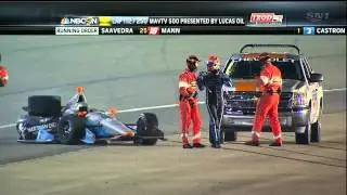IndyCar Fontana 2013 HUGE 6-Car Crash Pile Up