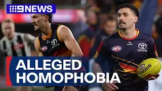 AFL star yet to learn his penalty after alleged homophobic slur | 9 News Australia