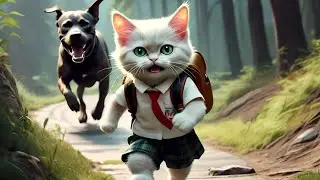 Episode 1 The Brave Little Cat and the Protector: A Schoolyard Rescue #cats #doglover