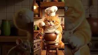 Chubby Cat Chef & Rat Assistant Cook Soup | Cute AI Animation #catlovers #aivideo #cookingvideo