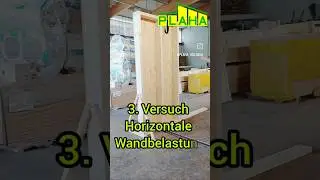 Wir testen eine Holzrahmenbauwand (1,25m &times;2,50m)mit 6&times;16cm Holzquerschnitten und 15mm OSB-Beplankung