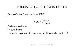 SESI 21 MKU CAPITAL RECOVERY FACTOR