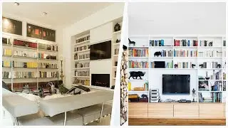 75 Living Room Library With A Plaster Fireplace Design Ideas You'll Love 🔴