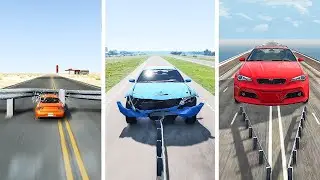 Big And Small Cars  vs Guardrails– BeamNG.Drive