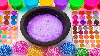 ASMR Slime Video 🌈 DIY Rainbow Slime with Makeup, Eyeshadow, Skincare, and Glitter