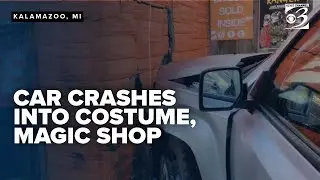 Jeep crashed through closing costume, magic shop 'The Timid Rabbit' on Halloween day