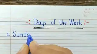 Sunday to Saturday - Days of the week - How to write spelling -  Sunday Monday Spelling