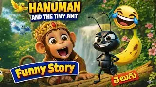 Hanuman and the Tiny Ant 🐒🐜 | Funny Telugu Moral Story | Cute Cartoon Animation