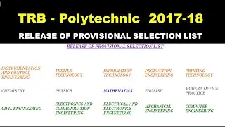 TRB Polytechnic 2017-18 |latest news|Released of provisional selection list  ISS Academy for Physics
