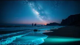 Calm Ocean Waves, Aurora Cabin & Waterfall | Relaxing Music for Sleep, Study, Relax | All Day Vibes