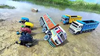 🚜 TATA Tipper Accident Rescue Swaraj Tractor | BharatBenz Truck Saves Tractor | Kids Cartoon Video