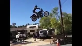 INSANE MOTORCYCLE OVER-JUMP FAIL WITH SKETCHY RAMP IN THE STREET...