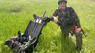 A recovered a K-36 aircraft ejection seat from an Su-25 attack jet in a field