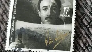 My stamp collection I found a stamp with Peter Sellers autograph from the Pink Panther films