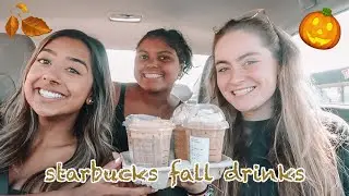 TRYING STARBUCKS NEW FALL DRINKS 2021 WITH MY FRIENDS (trying the apple crisp macchiato 2021)