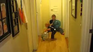 Nikko and Alex playing ball