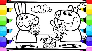 Peppa Pig and Rebecca Rabbit in the Garden Drawing Easy, Peppa Pig Drawing, Peppa Pig Coloring, 2
