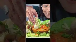 ASMR: Eating spicy momos designing & big momos🥟😍 dumpling momos Mukbang eating #mukbang​ #asmr​
