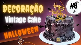 Decoração de Bolo Vintage Cake Preto 🖤 Inspiração Halloween Simples e Elegante