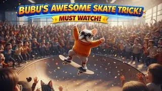 bubu ai pitbull | funny dog animated pet skateboard show 🛹