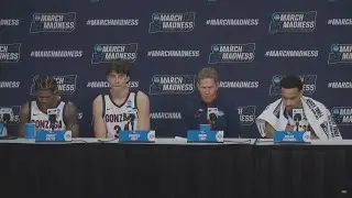 Gonzaga speaks to the media following their dominating win over Georgia