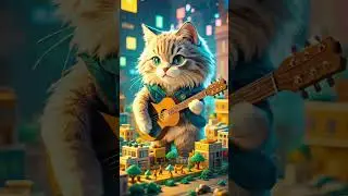 Relaxing Guitar Melody by a Furry Maestro 🎶🐱 #ChillWithCats #FelineGuitar